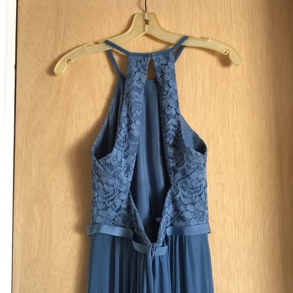 David’s bridal F19608 steel blue bridesmaids dress - Picture 7 of 8